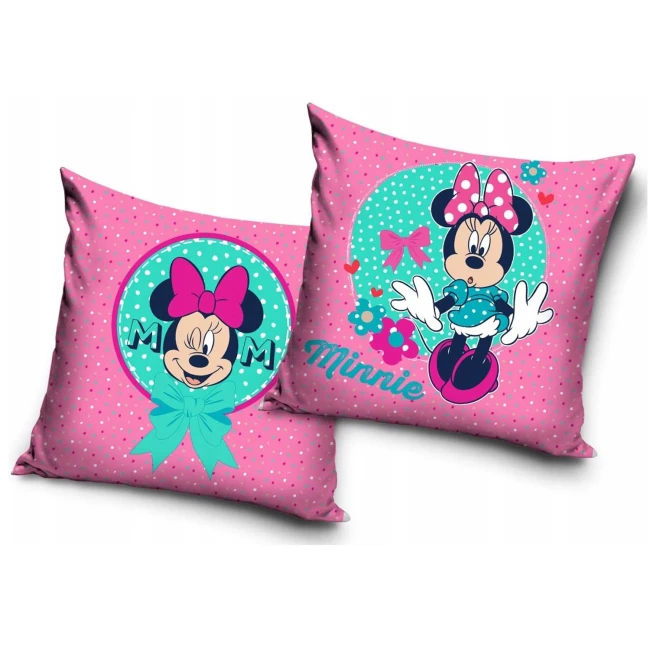 Poszewka valvet 40x40 Myszka Minnie, różowa, dekoracyjna, dla dziewczynki