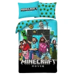 Pościel mikrofibra 140x200 Minecraft, niebieska, dla dzieci