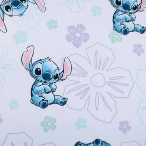 Prześcieradło bawełniane dziecięce z gumką 90x200 Lilo & Stitch, białe