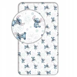 Prześcieradło bawełniane dziecięce z gumką 90x200 Lilo & Stitch, białe