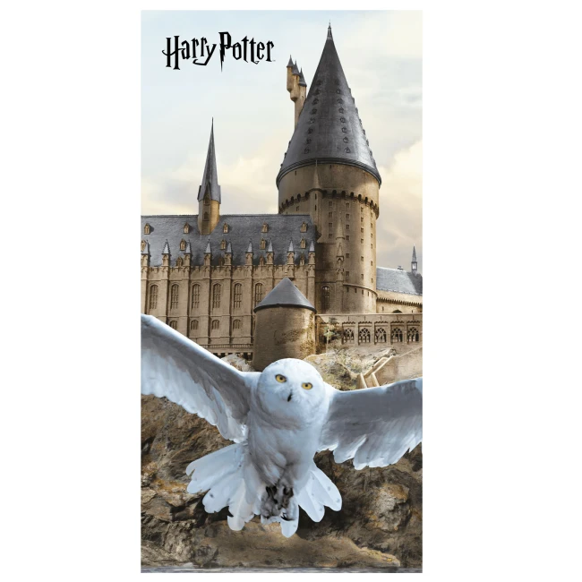 Ręcznik bawełniany dla dzieci 70x140 Harry Potter, Hedwiga, Hogwart, młodzieżowy