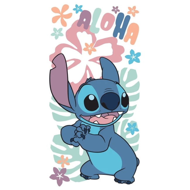 Ręcznik bawełniany dla dzieci 70x140 Lilo & Stitch Aloha, kolorowy młodzieżowy