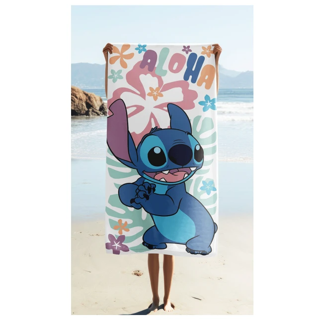 Ręcznik bawełniany dla dzieci 70x140 Lilo & Stitch Aloha, kolorowy młodzieżowy