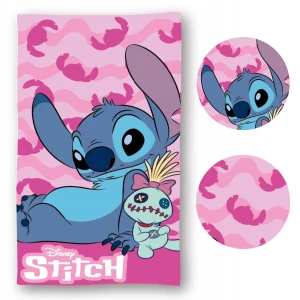 Ręcznik bawełniany dla dzieci 70x140 Lilo & Stitch, różowy młodzieżowy