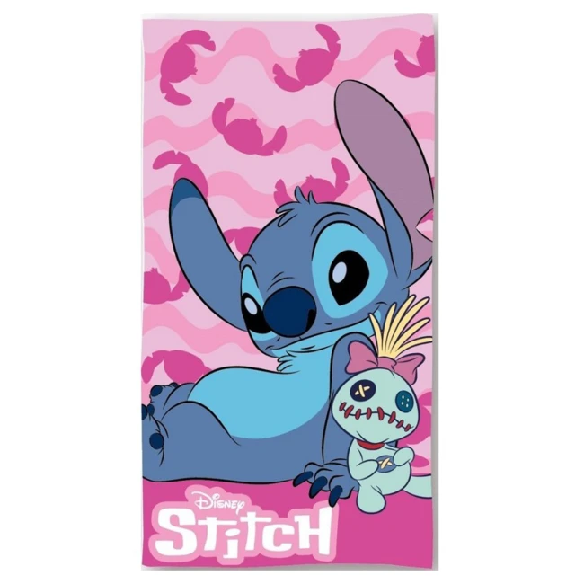 Ręcznik bawełniany dla dzieci 70x140 Lilo & Stitch, różowy młodzieżowy