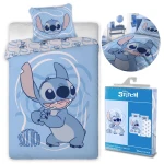 Pościel bawełniana dla dzieci 160x200 Lilo & Stitch, niebieska, dla chłopca