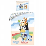 Pościel bawełniana dla dzieci 160x200 Bluey plaża, niebieska
