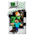 Pościel bawełniana 140x200 Minecraft, szara, młodzieżowa, dla chłopca