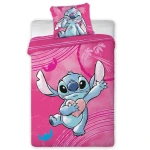 Pościel bawełniana dla dzieci 140x200 Lilo & Stitch, różowa, dla dziewczynki