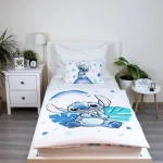 Pościel bawełniana 100x135 Lilo & Stitch, biała i niebieska, dla dzieci