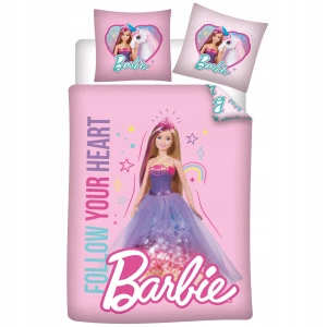 Pościel bawełniana 100x135 Barbie, różowa, dla dziewczynki