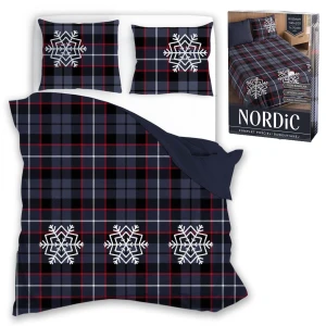 Pościel bawełniana 160x200 Świąteczna, szaro czerwona, młodzieżowa