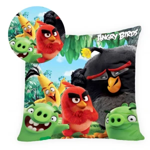 Poduszka dziecięca 40x40 Angry Birds, wielokolorowa dla dzieci