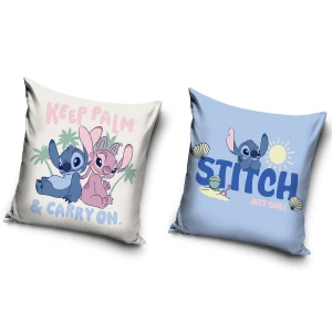 Poszewka valvet 40x40 Lilo & Stitch, niebieska i biała, dekoracyjna, dla dzieci