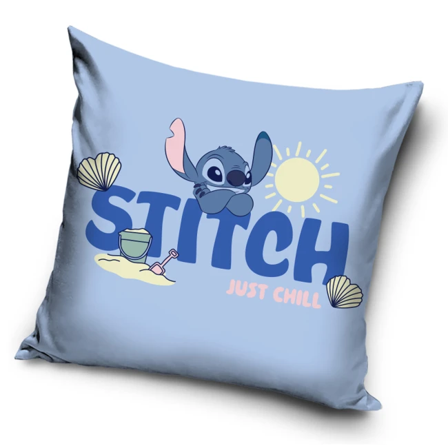 Poszewka valvet 40x40 Lilo & Stitch, niebieska i biała, dekoracyjna, dla dzieci