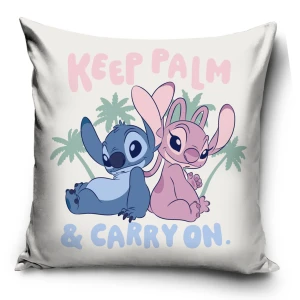 Poszewka valvet 40x40 Lilo & Stitch, niebieska i biała, dekoracyjna, dla dzieci