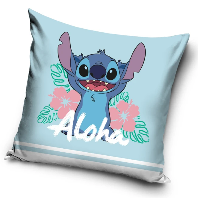 Poszewka valvet 40x40 Lilo & Stitch, niebieska, dekoracyjna, dla dzieci