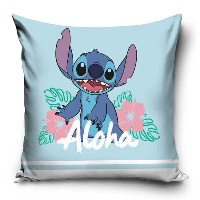 Poszewka valvet 40x40 Lilo & Stitch, niebieska, dekoracyjna, dla dzieci