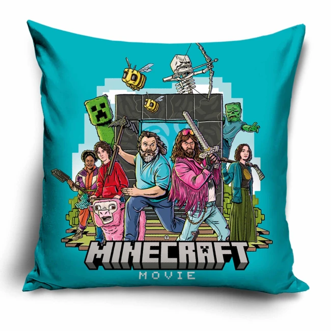 Poszewka valvet 40x40 Minecraft Movie, niebieska, dekoracyjna, dla dzieci