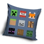 Poszewka valvet 40x40 Minecraft, szara, dekoracyjna, dla dzieci