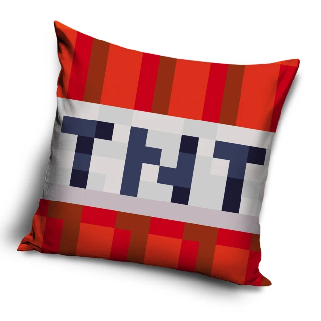  Czerwona poszewka Minecraft z dużym pikselowym napisem TNT 