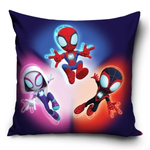 Poszewka valvet 40x40 Spidey, niebieska, dekoracyjna, dla dzieci