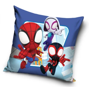 Poszewka valvet 40x40 Spidey, niebieska, dekoracyjna, dla dzieci