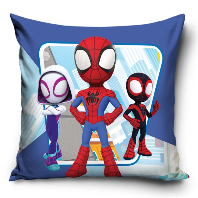 Poszewka valvet 40x40 Spidey, niebieska, dekoracyjna, dla dzieci