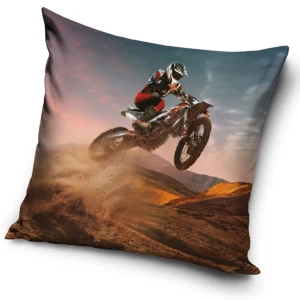 Poszewka valvet 40x40 Motocross, brązowy, dekoracyjna, dla dzieci