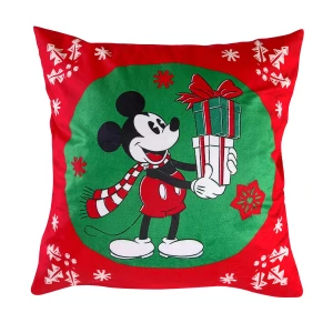 Poszewka valvet 40x40 Myszka Mickey, świąteczna, czerwona, dla dzieci