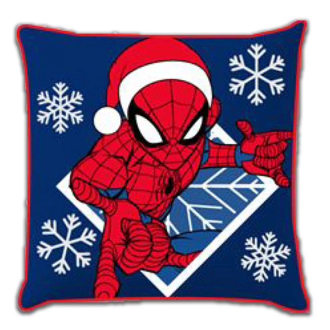  Granatowa poszewka świąteczna Spider-Man z czerwonym bohaterem i białymi śnieżynkami 