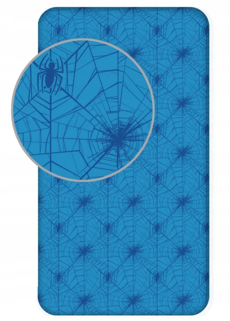  Niebieskie prześcieradło Spider-Man z ciemnym wzorem pajęczyn i pająków 