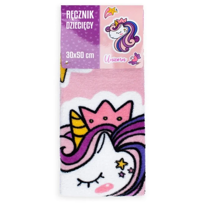 Ręcznik przedszkolny dla dziecka 30x50 Jednorożec, różowy