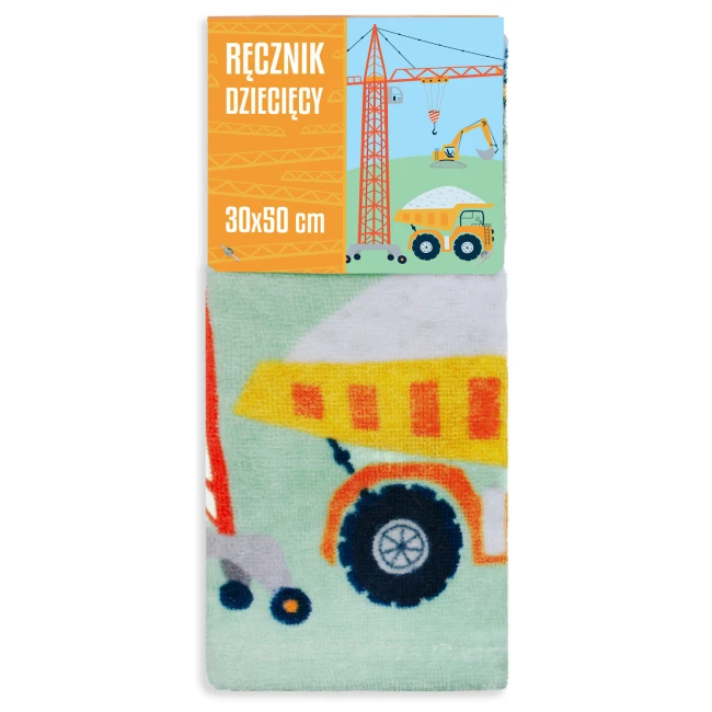 Ręcznik przedszkolny dla dziecka 30x50 Koparka, niebieski