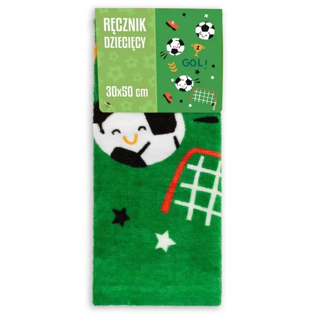 Ręcznik przedszkolny dla dziecka 30x50 Piłka nożna, zielony