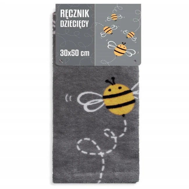 Ręcznik przedszkolny dla dziecka 30x50 Pszczoły, szary