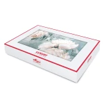 Pościel satyna bawełniana 160x200 Luxury Havin, niebieska w białe kwiaty