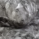Pościel satyna bawełniana 220x200 Luxury Libera, szara w kwiaty