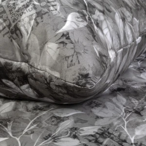Pościel satyna bawełniana 220x200 Luxury Libera, szara w kwiaty
