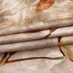 Pościel satyna bawełniana 160x200 Luxury Lumina, beżowa w liście