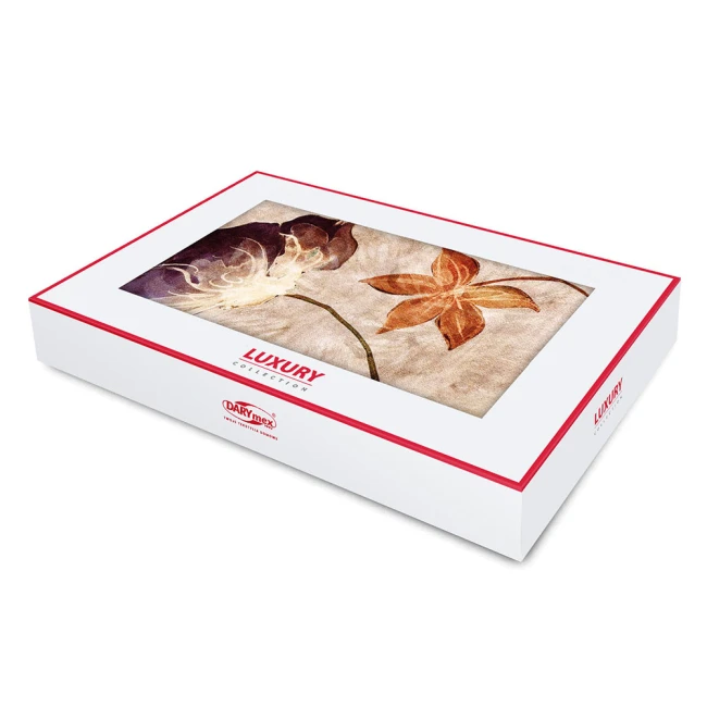 Pościel satyna bawełniana 160x200 Luxury Lumina, beżowa w liście