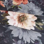 Pościel satyna bawełniana 160x200 Luxury Merisa, granatowa, ciemno niebieska w kwiaty