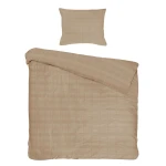 Pościel satyna bawełniana 140x200 Exclusive Marsela Light Brown, brązowa w kratkę