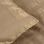 Pościel satyna bawełniana 160x200 Exclusive Marsela Light Brown, brązowa w kratkę