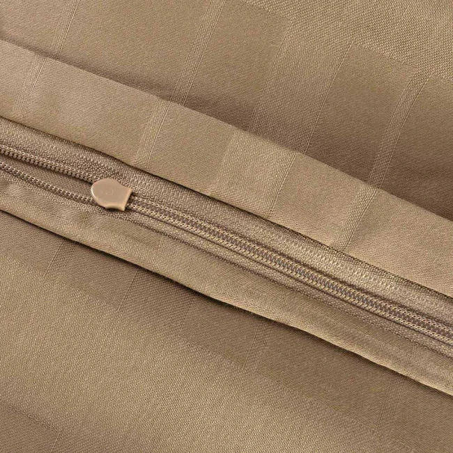 Pościel satyna bawełniana 160x200 Exclusive Marsela Light Brown, brązowa w kratkę