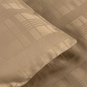 Pościel satyna bawełniana 180x200 Exclusive Marsela Light Brown, brązowa w kratkę