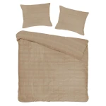 Pościel satyna bawełniana 180x200 Exclusive Marsela Light Brown, brązowa w kratkę