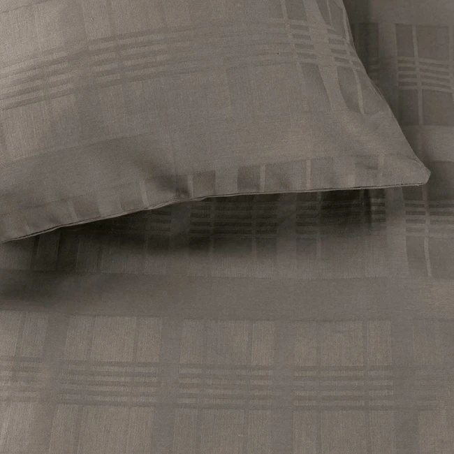 Pościel satyna bawełniana 180x200 Exclusive Marsela Grey, szara w kratkę