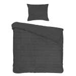 Pościel satyna bawełniana 140x200 Exclusive Marsela Anthracite, ciemno szara w kratkę