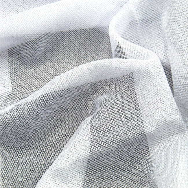  Śnieżnobiała, gładka firana, model siatka, z obciążnikiem, wysokość 320 cm 